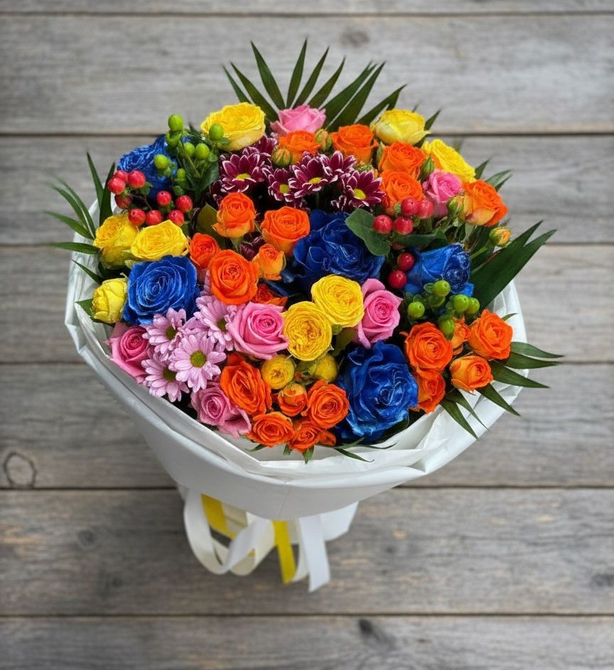 Букет цветов из: Розы и Хризантемы в Мирном Ставропольский край