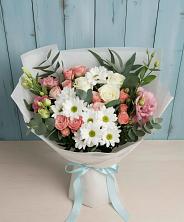 Букет цветов из:  Розы, Лизиантусы и Хризантемы в Мирном Ставропольский край