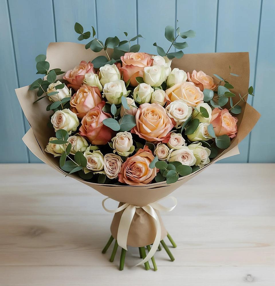 Букет цветов из: Альстромерии и Розы в Мирном Ставропольский край