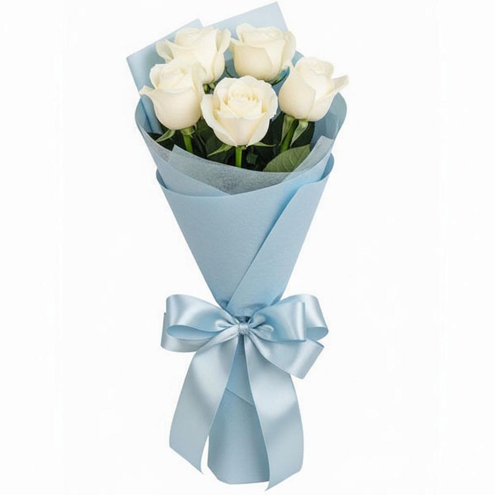 Букет 5 Белых роз Проуд в Мирном Ставропольский край
