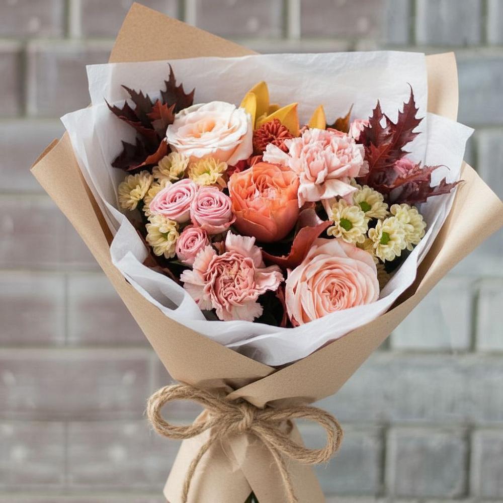 Букет цветов из: Гвоздики, Хризантемы и Розы в Мирном Ставропольский край