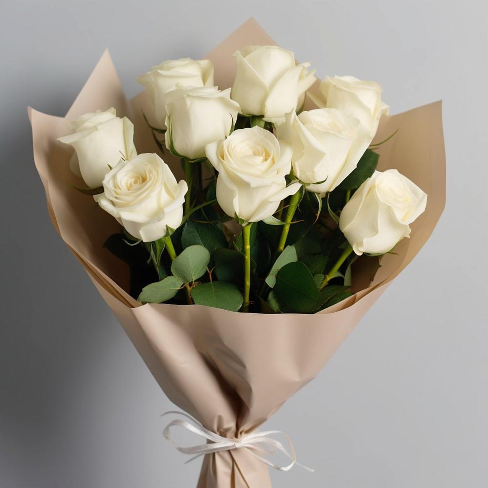 Букет 9 Белых роз Эдлесс Лав в Мирном Ставропольский край