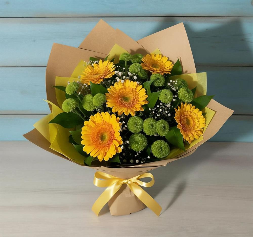 Букет цветов из: Герберы и Хризантемы в Мирном Ставропольский край