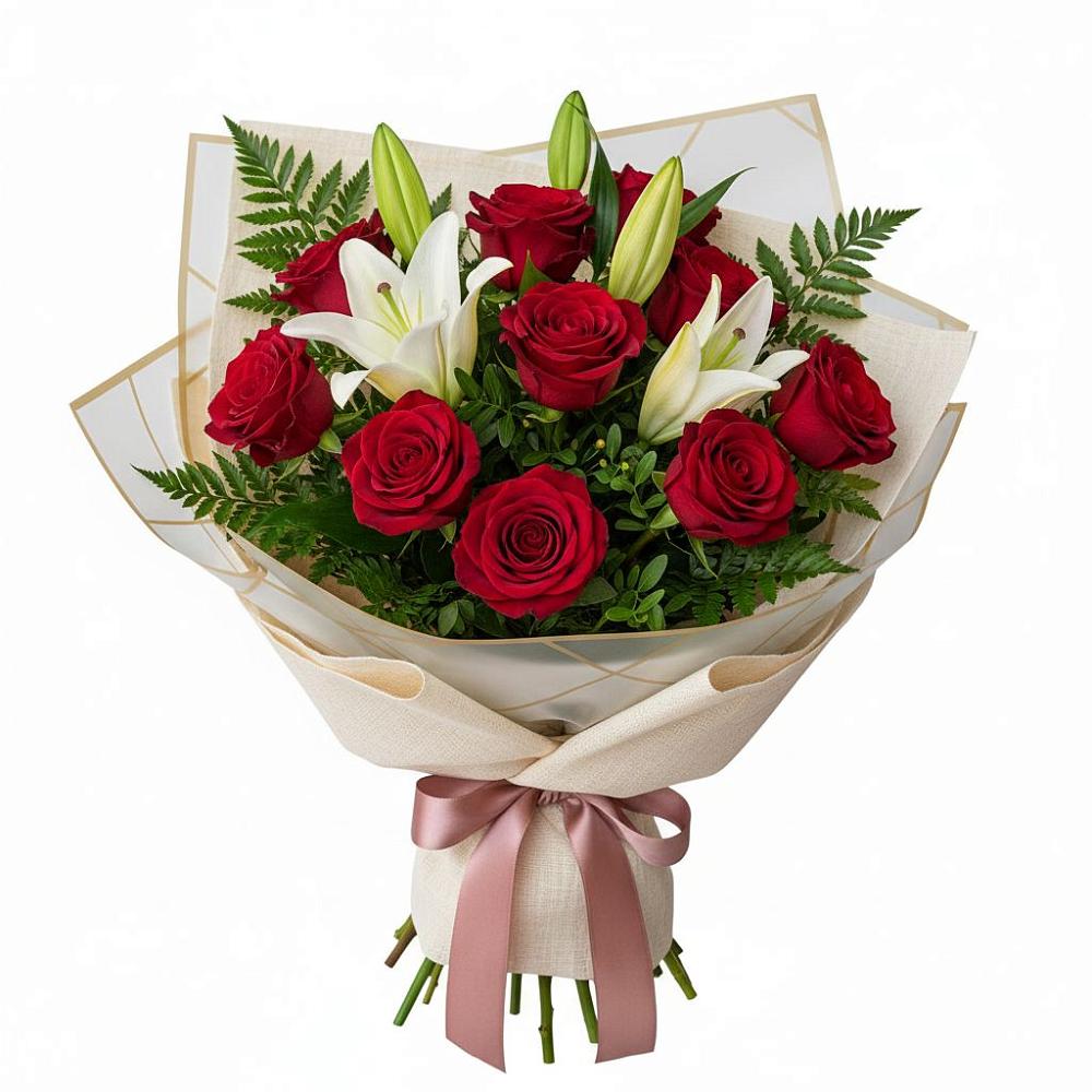 Букет цветов из: Лилии и Розы в Мирном Ставропольский край