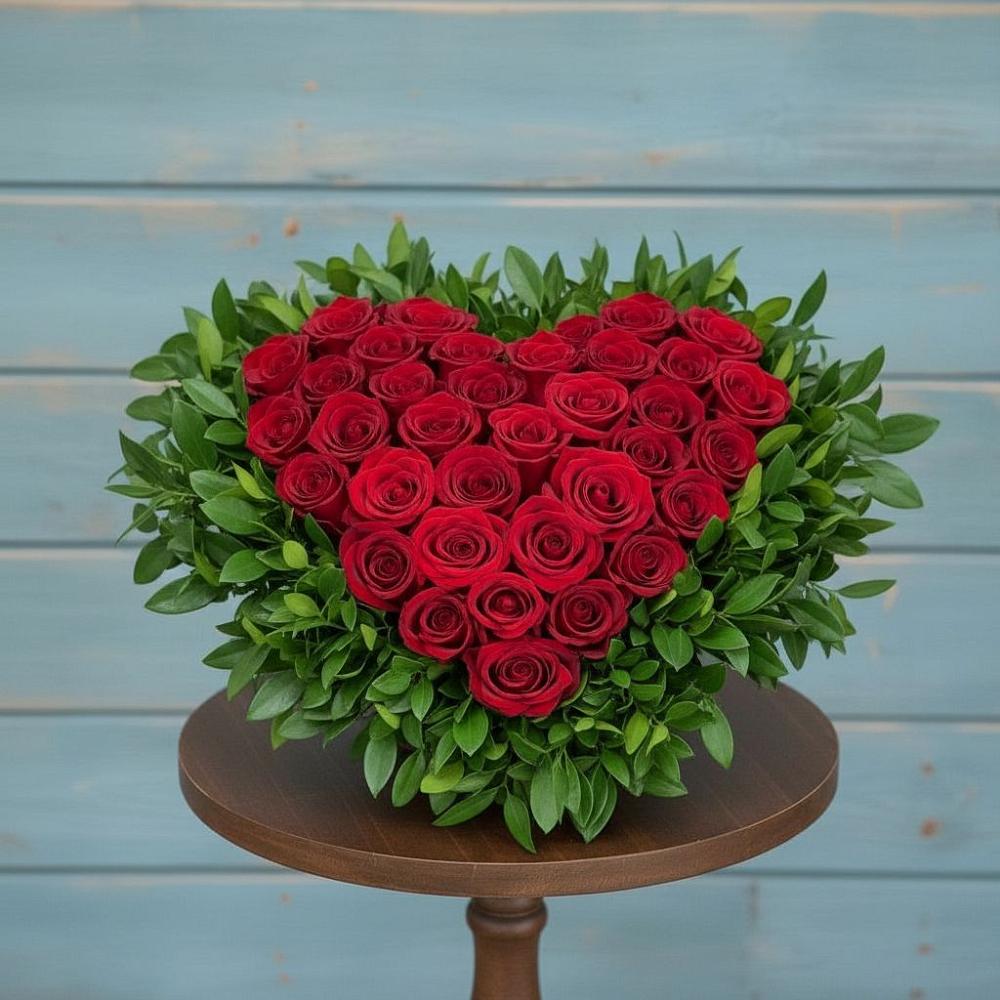 Цветочная композиция из Розы в виде сердца в Мирном Ставропольский край