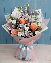 Букет цветов из:  Лизиантусы, Розы, Альстромерии и Гипсофила #REPLACE_PRED# Мирном Ставропольский край