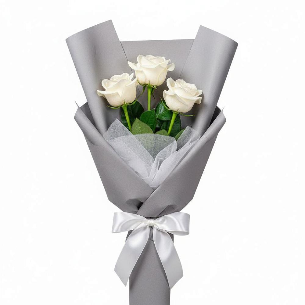 Букет 3 белые розы в Мирном Ставропольский край