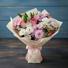 Букет цветов из:  Хризантемы, Альстромерии и Розы в Мирном Ставропольский край