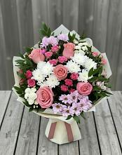 Букет цветов из:  Альстромерии, Гвоздики, Розы и Хризантемы в Мирном Ставропольский край