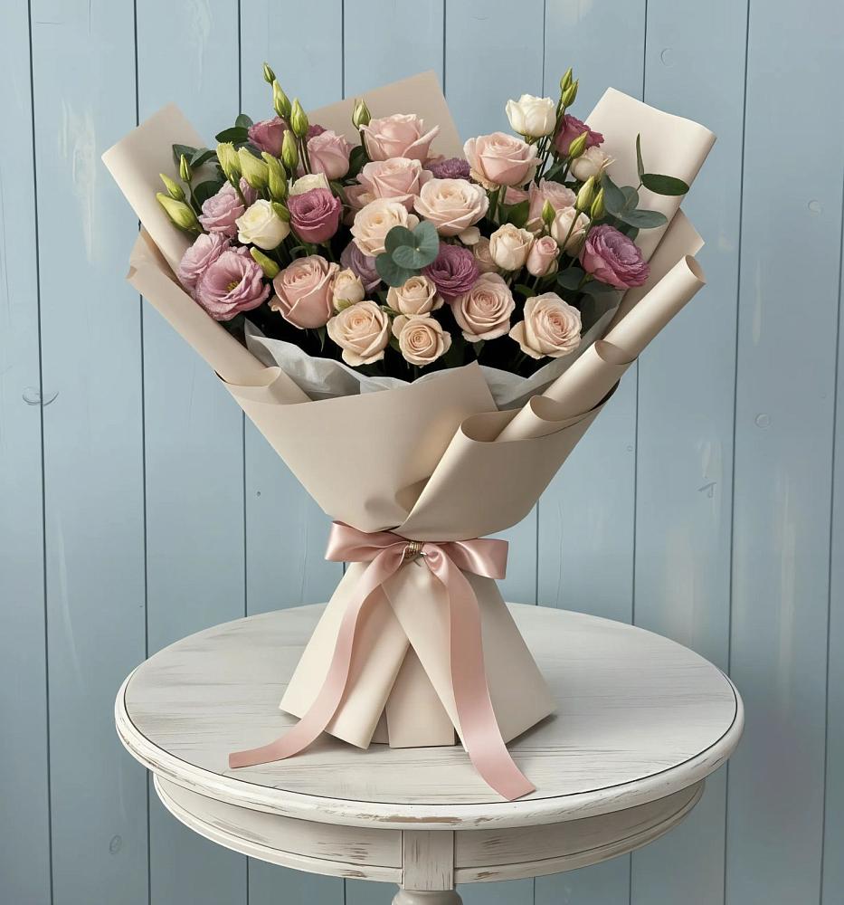 Букет цветов из: Розы и Лизиантусы в Мирном Ставропольский край