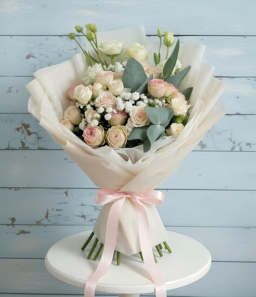 Букет цветов из: Розы и Лизиантусы в Мирном Ставропольский край