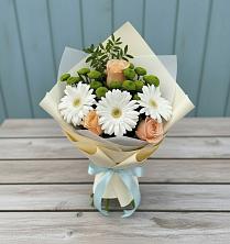Букет цветов из:  Герберы, Розы и Хризантемы в Мирном Ставропольский край