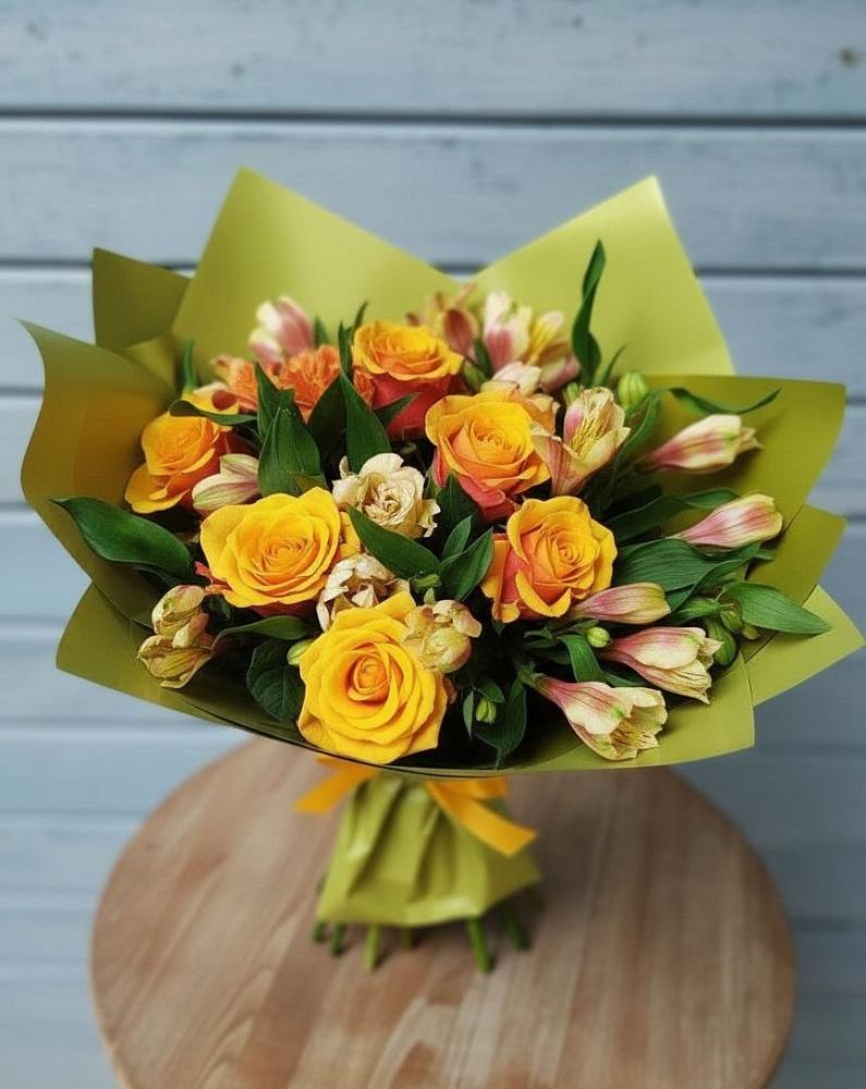 Букет цветов из: Альстромерии и Розы в Мирном Ставропольский край