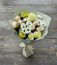 Букет цветов из:  Альстромерии, Розы и Хризантемы в Мирном Ставропольский край