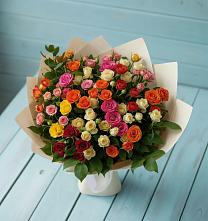 Букет Микс из разноцветных кустовых роз в Мирном Ставропольский край