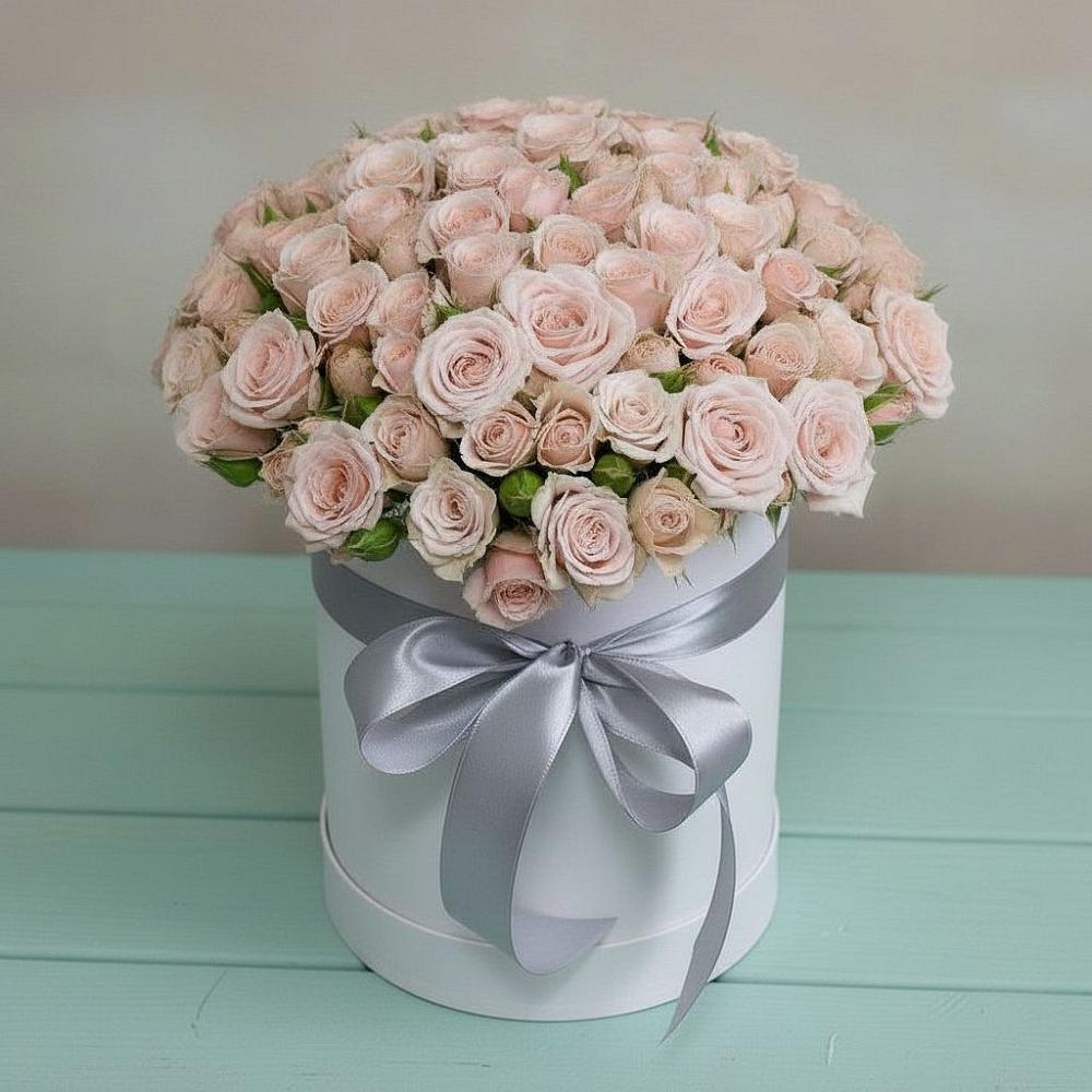 Цветочная композиция из Розы в шляпной коробке в Мирном Ставропольский край